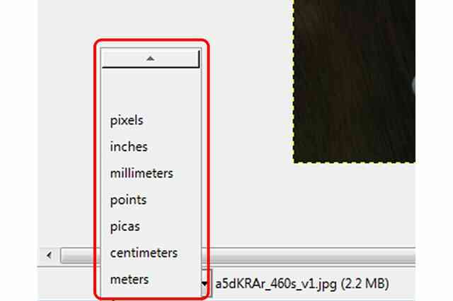 Wie zu Ändern Lineal Einheiten in GIMP