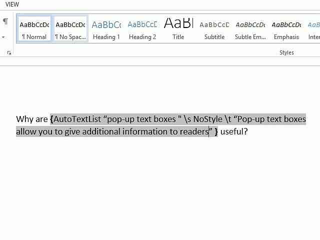 Wie erstelle ich Text-Popups in Microsoft Word